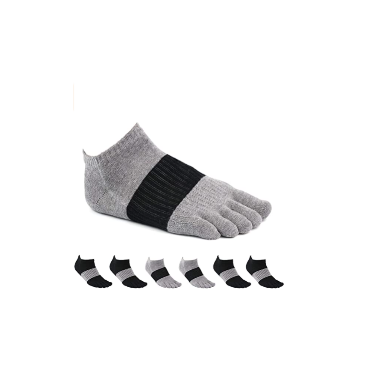 6 Pairs different colous Men Ankle Socks Five Finger Toe Cotton